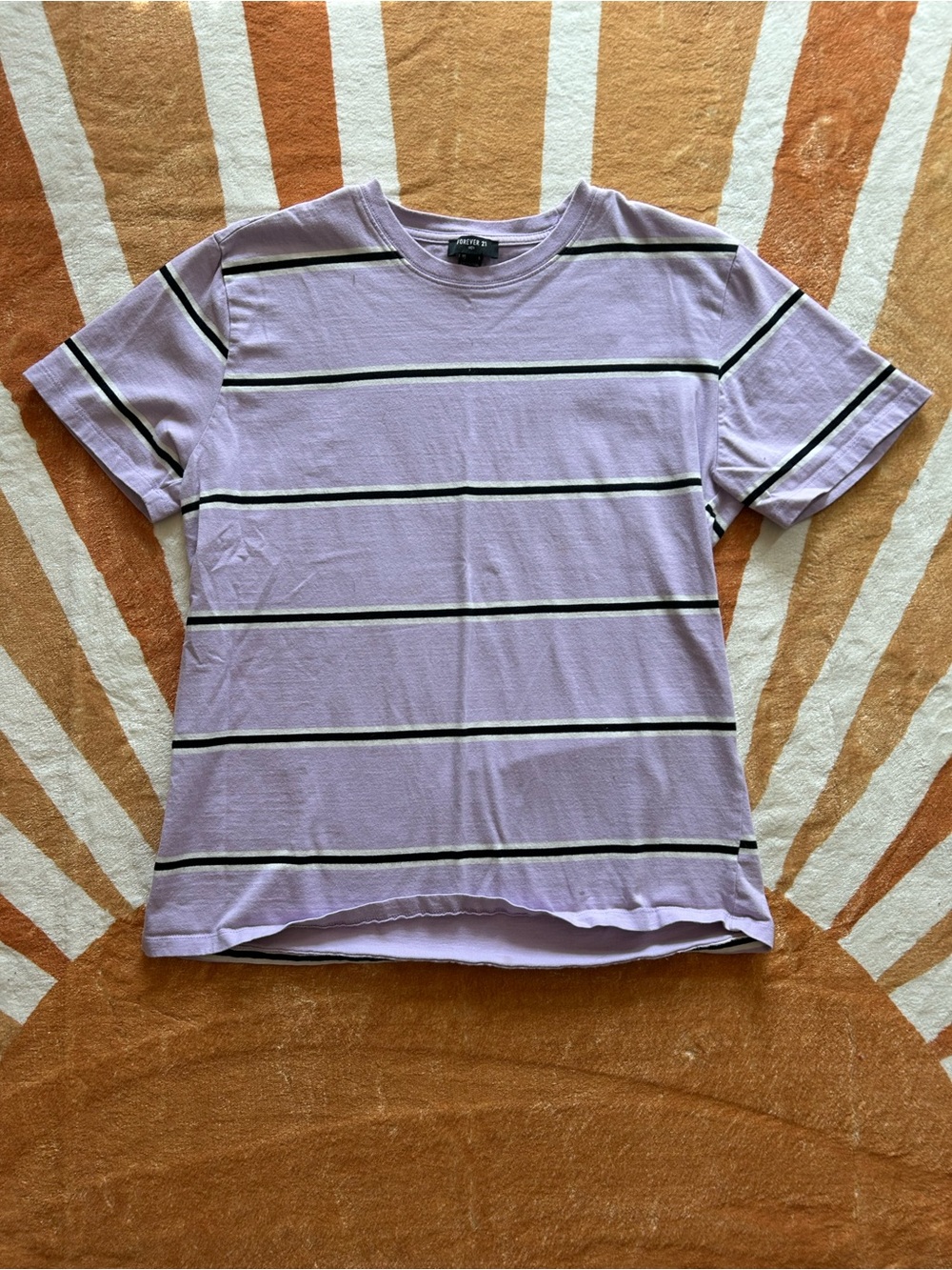 Forever 21 Lilac Striped Crew Neck Tee